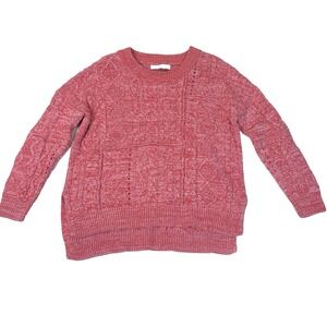 Anthropologie Pilcro Oversized Fisherman's Knit Sweater Red / Pink Sz XS Preppy